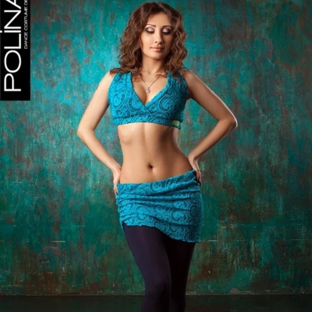 Polina Lace Practice Set – Teal Green (Top + Skirt) – Worn Once